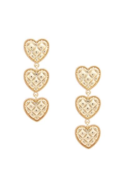 Metal Triple Heart Drop Earring