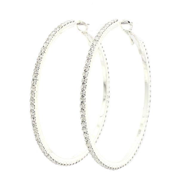 THIN RHINESTONE EDGE HOOP EARRING