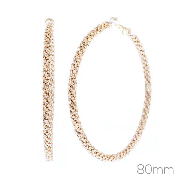 RHINESTONE EDGE 80MM HOOP EARRING