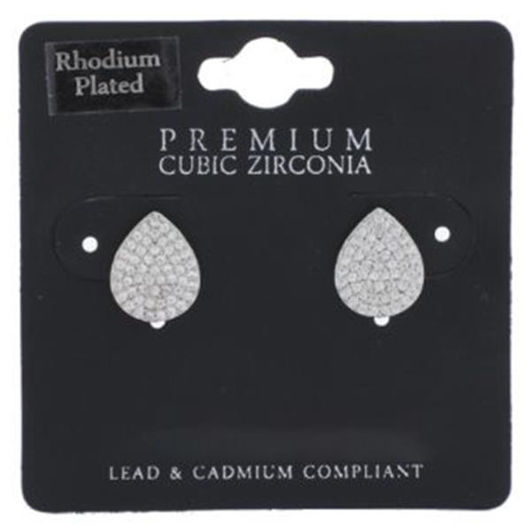Pear Shape Cubic Zirconia Rhodium Plated Earring