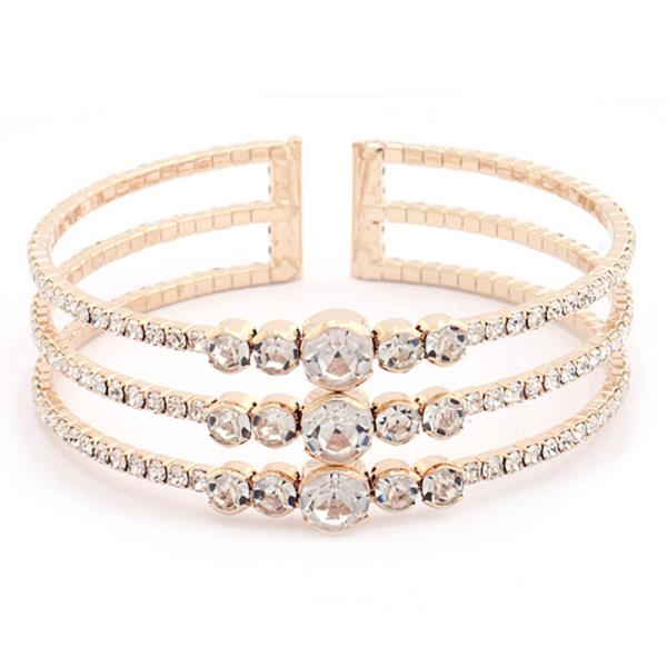 3 Lined Rhinestone Cuff Bracelet