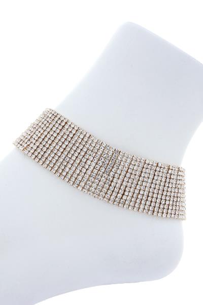 12 Row Pave Rhinestone Anklet