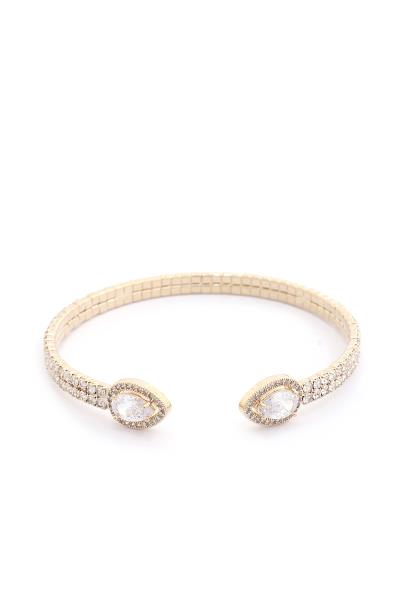 Double Teardrop Shape Rhinestone Cuff Bracelet