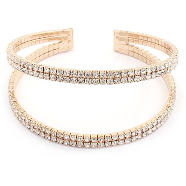 WIDE LINED RHINESTONE CUFF BRACELET