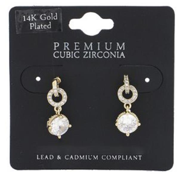 Cubic Zirconia Double Circle 14K Gold Dipped Earring