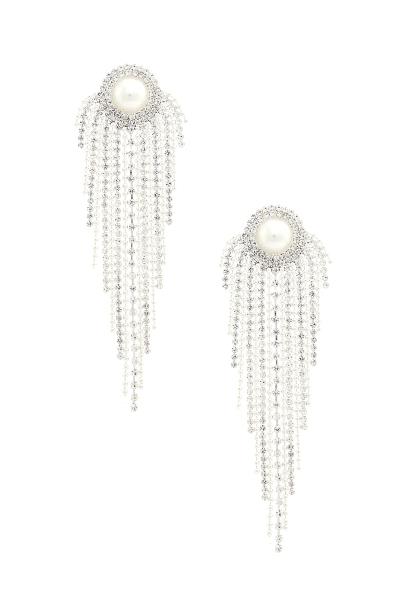 Pearl Center Rhinestone Strand Earring