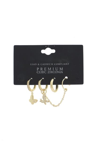 Butterfly Charm Huggie Earring Set