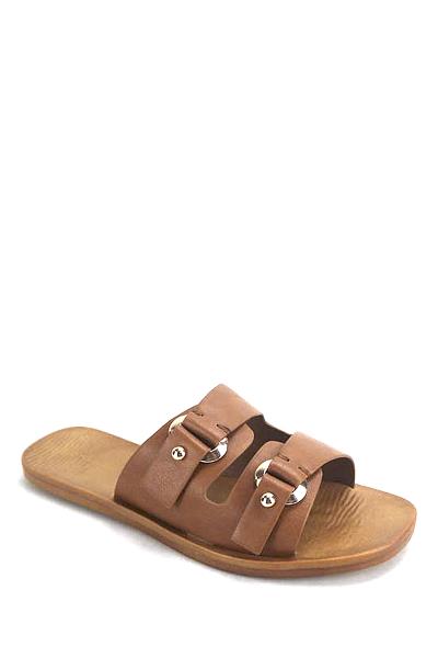 DOUBLE BUCKLE PLAIN SLIPPER SHOES