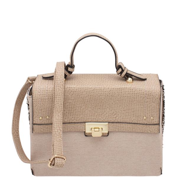 Textured Box Shape Satchel Bag