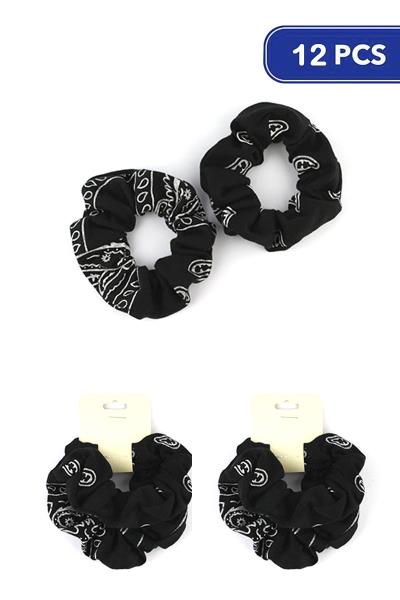Paisley Hair Scrunchies 2 PC Set (12 Units)