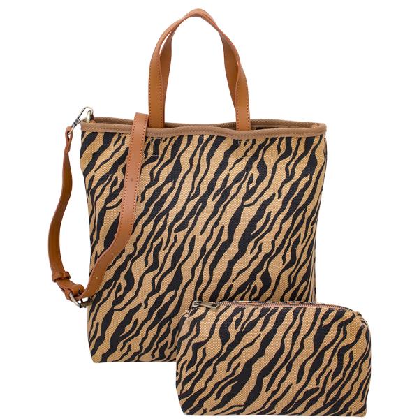 2IN1 Printed Tote Bag W Pouch Set