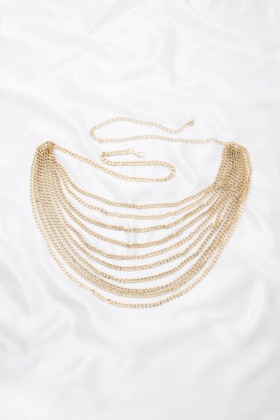 10 LAYERED METAL BELLY WAIST CHAIN BELT