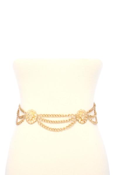 LION METAL LAYERED CHAIN BELLY WAIST BELT