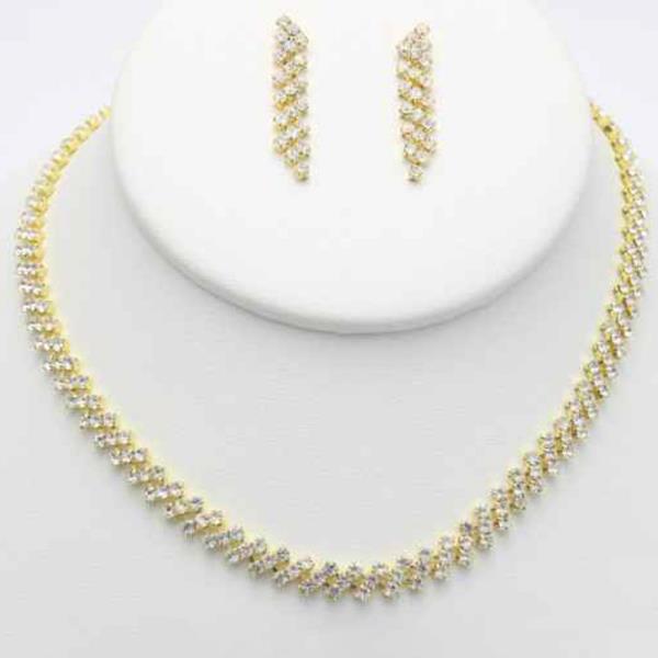 Crystal Rhinestone Necklace Earring Set