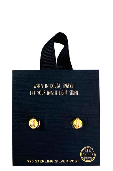 18K Gold Rhodium Dipped Dainty Stud Earring