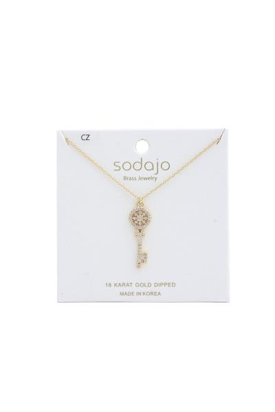 SODAJO Key Cubic Zirconia 18K Gold Dipped Necklace