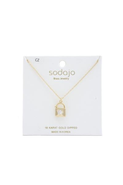 SODAJO Lock Zirconia 18K Gold Dipped Necklace