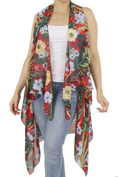 Floral Print Chiffon Vest