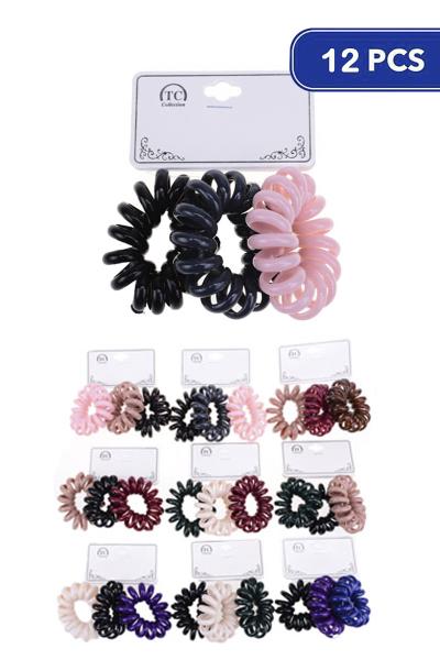 Mix Spiral Hair Tie 3 PC Set (12 Units)
