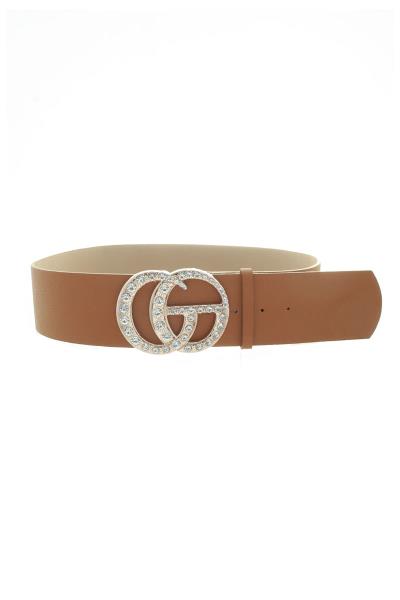 RHINESTONE BUCKLE WIDE BELT