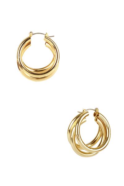 TRIPLE METAL RING HOOP EARRING