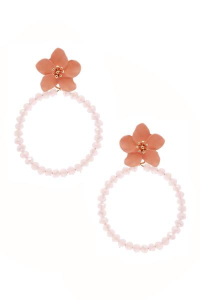 Glass Bead Flower Dangle Earring