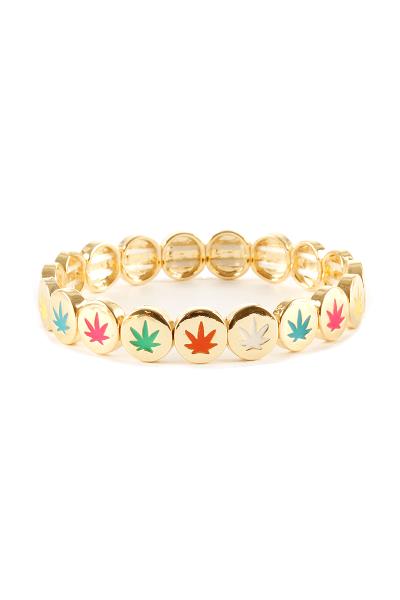 Cannabis Leaf Beaded Bracelet