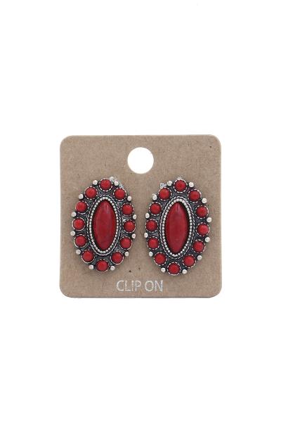 Western Stone Clip On Earring