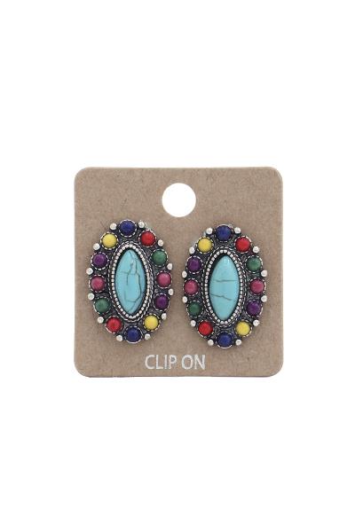 Western Stone Clip On Earring