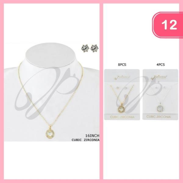 Cubic Zirconia Pendant Necklace (12 Units)