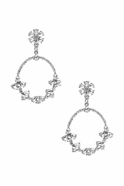 Flower Rhinestone Circle Post Drop Earring