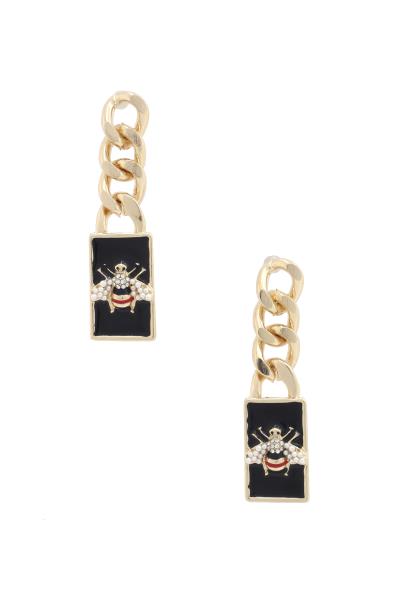 Bee Cuban Link Drop Earring