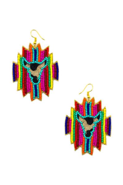 Seed Bead Cow Head Earring