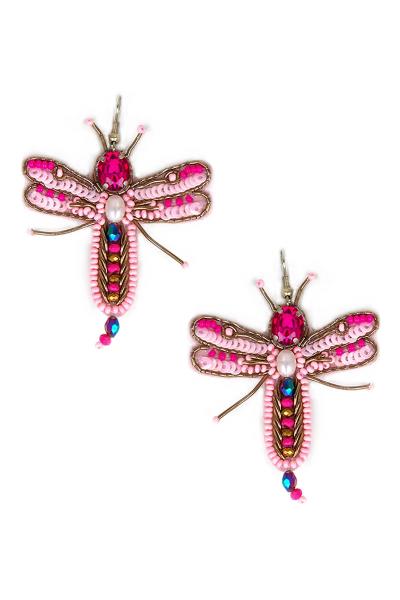 Seed Bead Spangle Dragonfly Earring