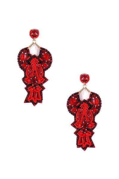 Seed Bead Lobster Dangle Earring