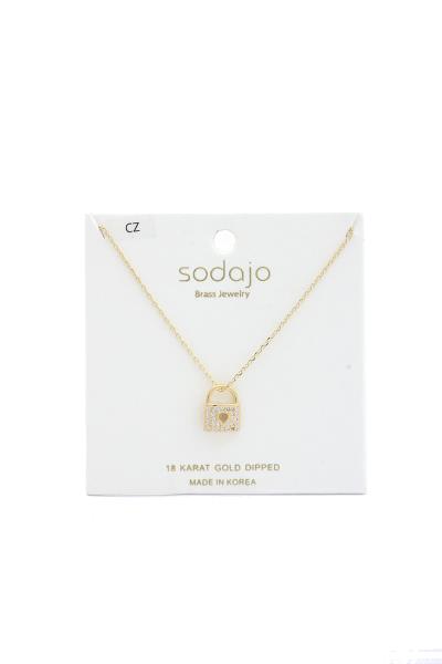SODAJO Lock Charm 18K Gold Dipped Necklace
