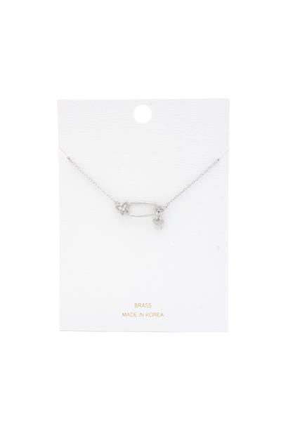 BUTTERFLY SAFETY PIN PENDANT NECKLACE