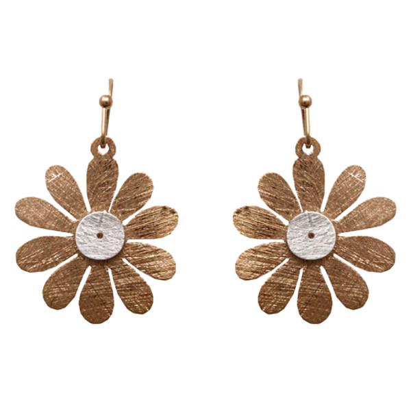 Two Tone Flower Dangle Earring