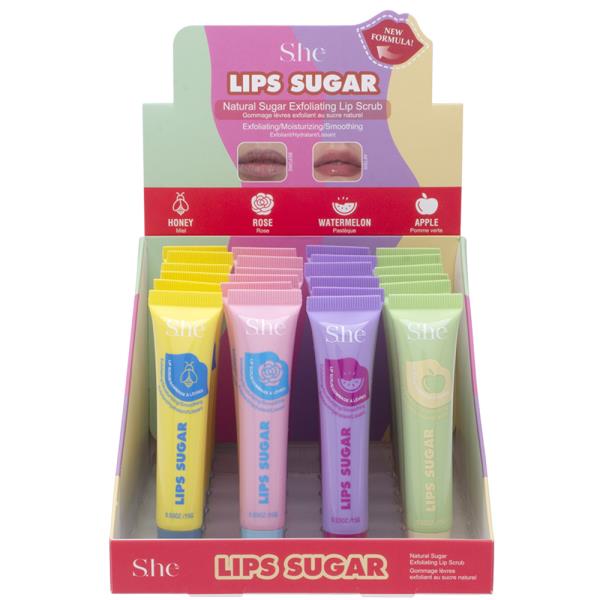 SHE SUGAR NATURAL SUGAR EXFOLIATING LIP SCRUB (24 UNITS)