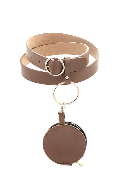 2IN1 RING BUCKLE BELT WITH ROUNDED COIN PURSE SET