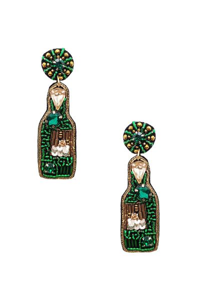 SEED BEAD STANGLE STONE BOTTLE DANGLE EARRING