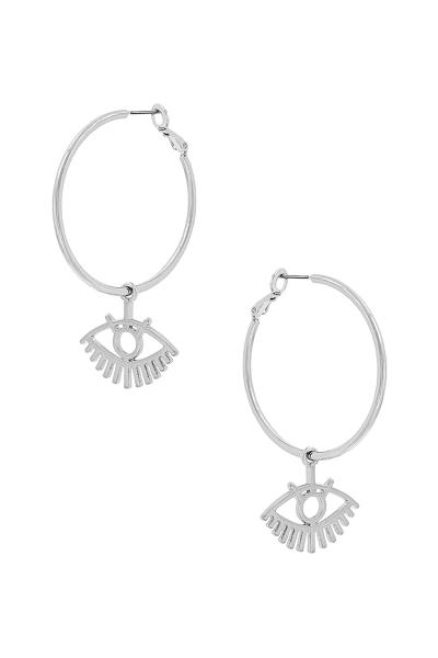 Metal Evil Eye Dangle Hoop Earring