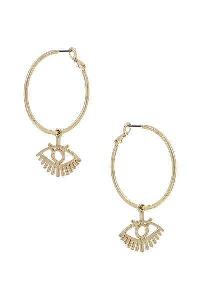 METAL EVIL EYE DANGLE HOOP EARRING