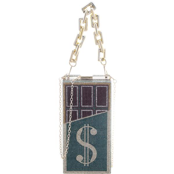 Sparkling Rhinestone Money Sign Crossbody Bag