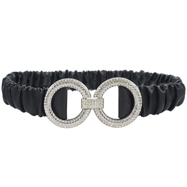 RHINESTONE DOUBLE CIRCLE RUCHED STRETCH PLUS SIZE BELT