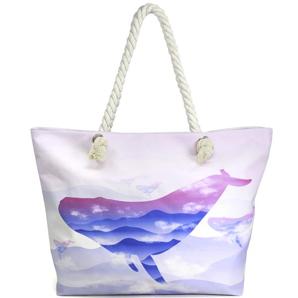 FASHION WHALE PRINT CANVAS TOTE BEACH BAG