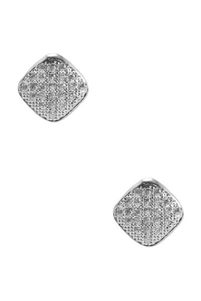 CUBIC ZIRCONIA RHINESTONE SQUARE STUD EARRING