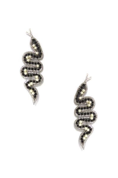 Seed Bead Pearl Snake Earring