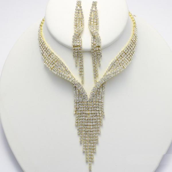 FASHION BRIDAL RHINESTONE NECKLACE EARRING SET