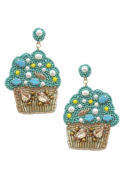Seed Bead Pearl Stone Dangle Earring